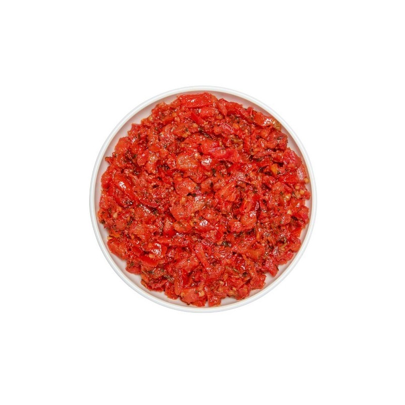 Tartare de concassé tomates mi-séchées au basilic