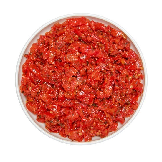 Tartare de concassé tomates mi-séchées au basilic