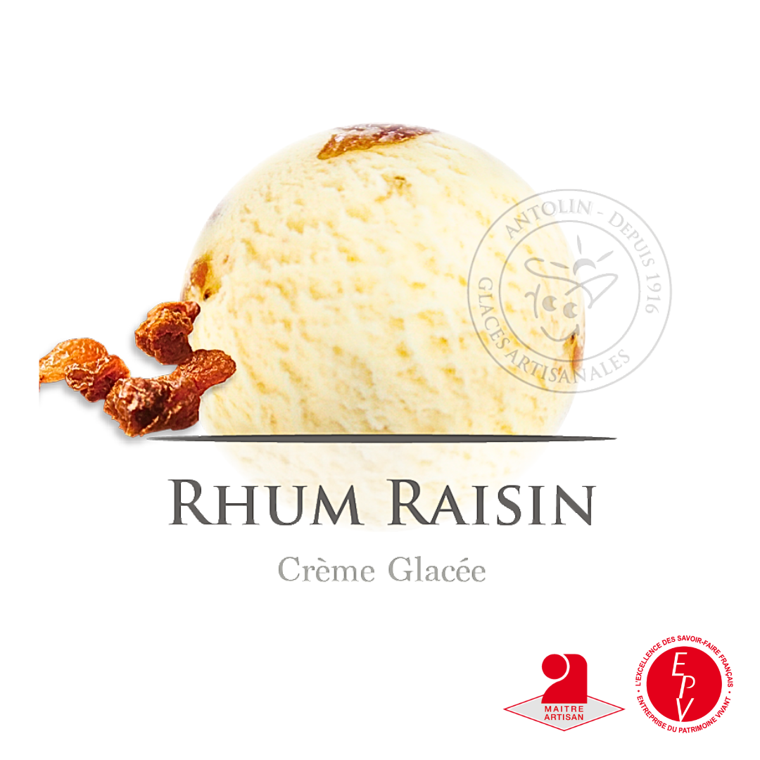 Crème glacée rhum raisin de la maison Antolin