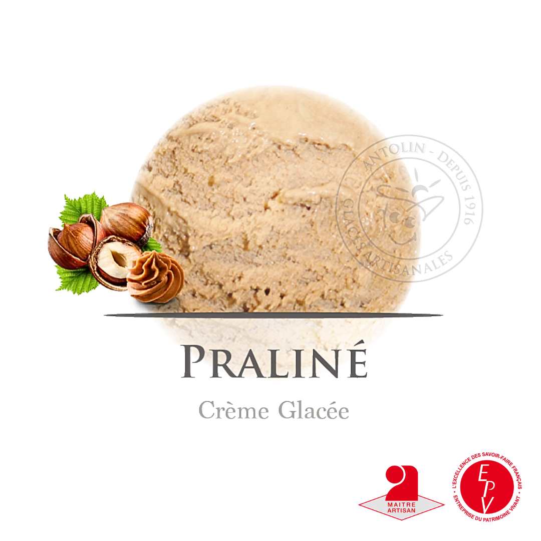 Crème glacée praliné de la maison Antolin