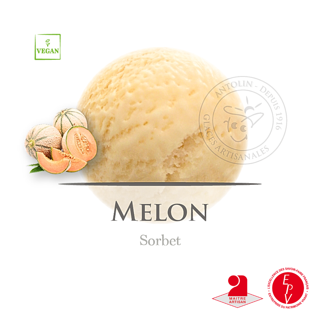 Sorbet artisanal melon de la maison Antolin