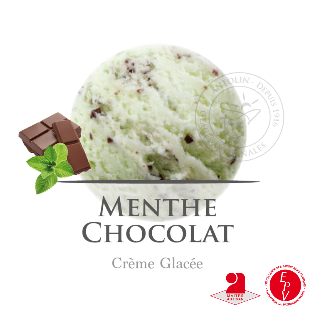 Crème glacée menthe chocolat de chez Antolin