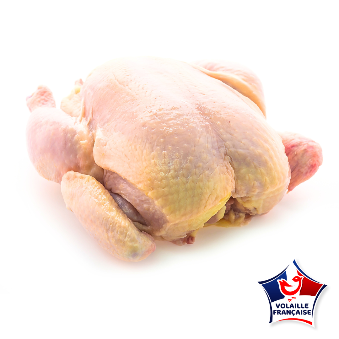 Poulet fermier jaune surgelé, prêt à cuire