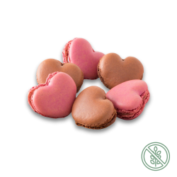 Macarons chocolat et framboise en forme de coeur 15gr