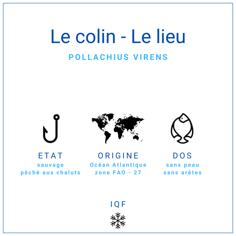 Dos de colin lieu noir sans peau 150gr