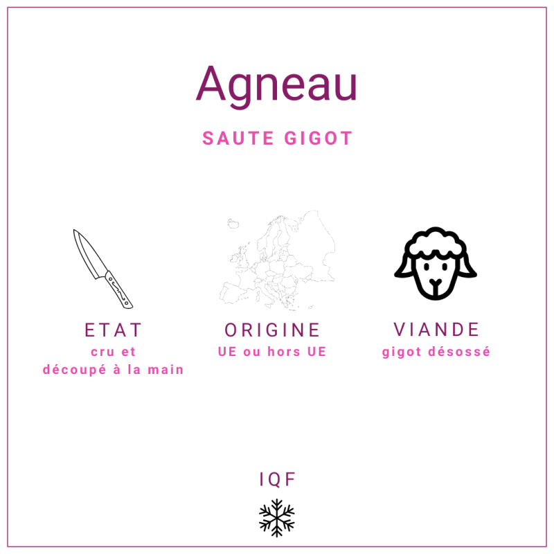 Sauté de viande de gigot d'agneau ovin dégraissé