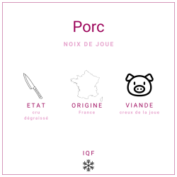 Noix de joue de porc crues, entières et surgelées IQF