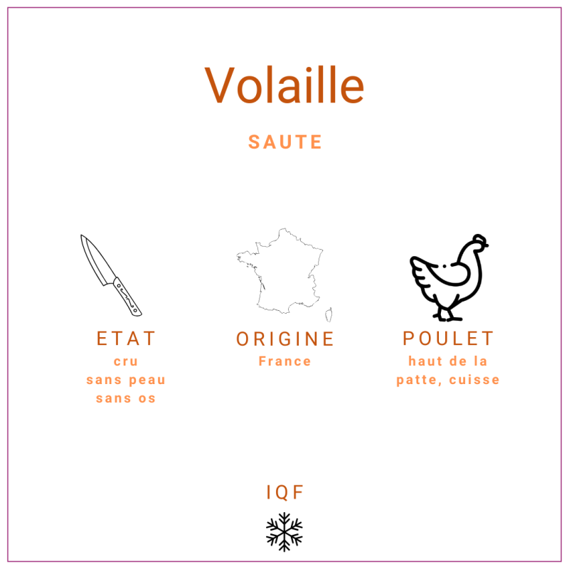 Sauté de cuisse de poulet sans os et peau