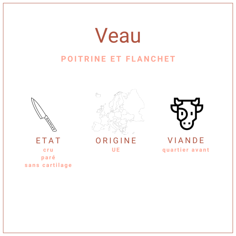 Poitrine de veau brute surgelée d'origine UE