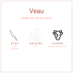 Rond de sous-noix de veau, Vitello entier de 1kg