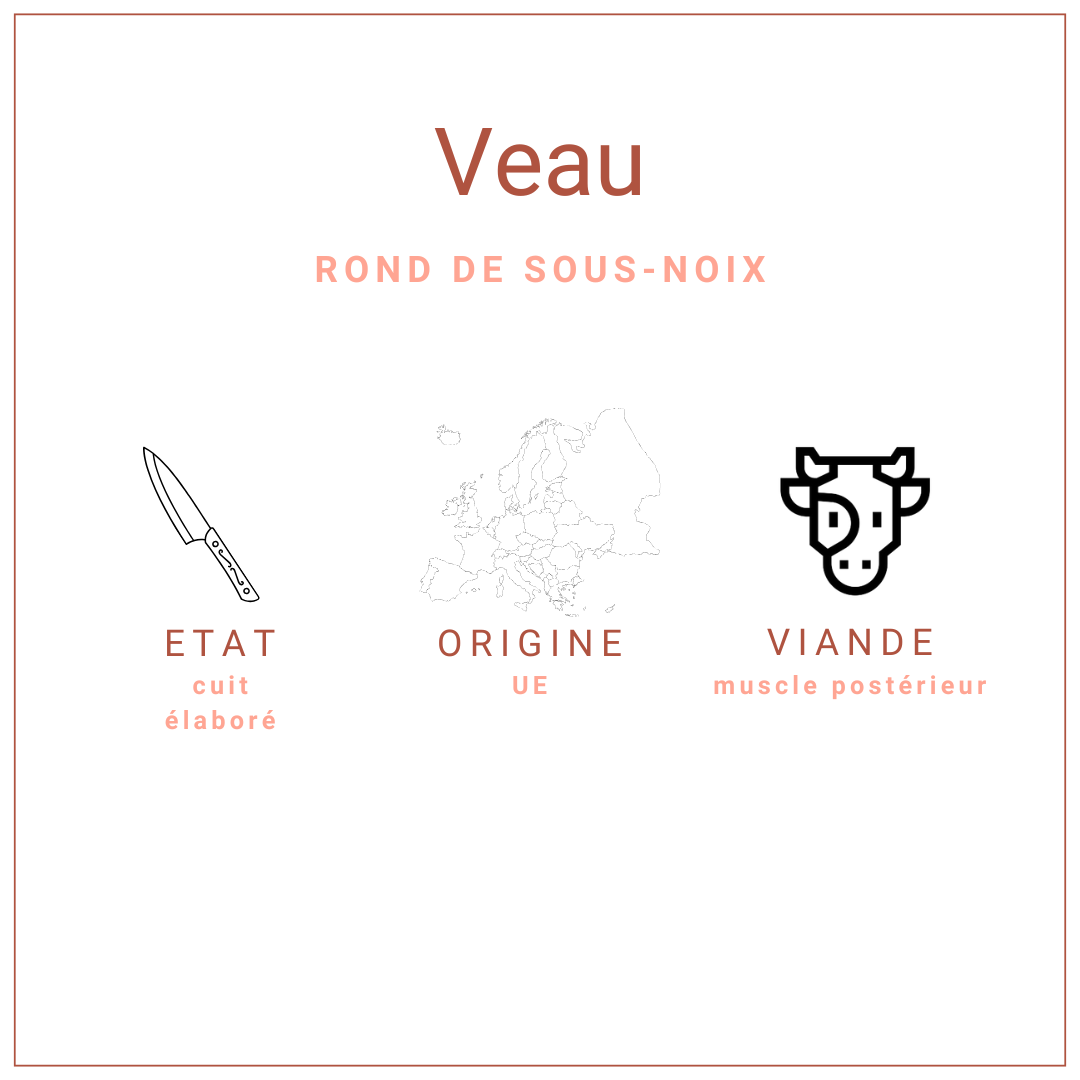 Rond de sous-noix de veau, Vitello entier de 1kg